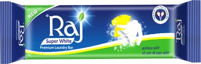 Raj Super White Premium Laundry Bar For Clothes | Removes Tough Stains | (Pack of 250gm X 4pcs) Detergent Bar(1000 g)