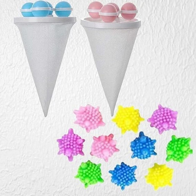 ShopVee 2 Pcs Washing Machine Lint Mesh Bags | 10 Pcs Laundry Dryer Balls | Washing Machine Net(Pack of 12)