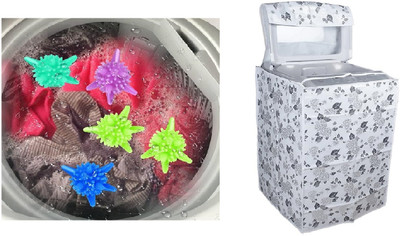 MOREL Tangle-Free Cleaning Balls5PC AND Washing Machine Cover Top LOADER COVER COMBO Washing Machine Net(Pack of 2)