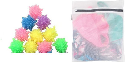 MOREL Washing Machine Cleaner Balls 5pcs and Medium Laundry Mesh Wash Bag Washing Machine Net(Pack of 2)