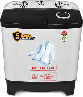 Kenstar 6.5 Kg Swift Dry Lid Semi Automatic Top Load Washing Machine White, Grey(KSSA655NNNDG)