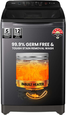 Haier 8 kg Fully Automatic Top Load Washing Machine with In-built Heater Black, Grey(HWM80-H678ES8)