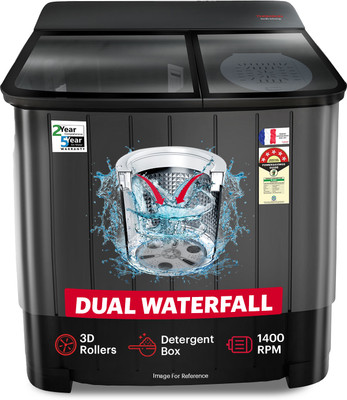 Thomson 12 kg 5 Star Aqua Magic Toughen Glass with soft closure and Double Waterfall Semi Automatic Top Load Washing Machine Black(TSA1200SP)