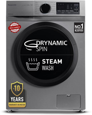Panasonic 8 kg Fully Automatic Front Load Washing Machine with In-built Heater Silver(NA-148MH2L01)