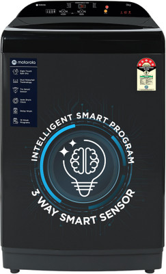 MOTOROLA 9 kg 5 Star, Intelligent Smart Programs Fully Automatic Top Load Washing Machine Grey, Black(MTTL905NNNHG)