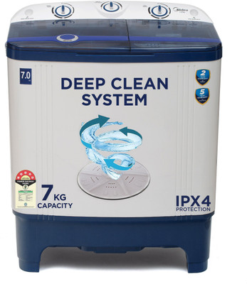 Midea 7 kg Semi Automatic Top Load Washing Machine Blue, White(MWMSA070PPG(BW))