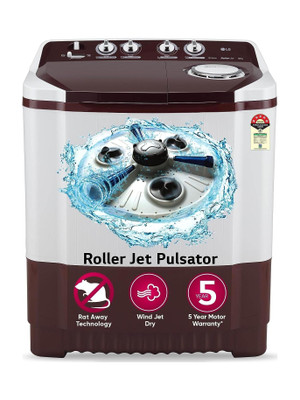 LG 8 kg Semi Automatic Top Load Washing Machine White, Maroon(P8035SRAZ)