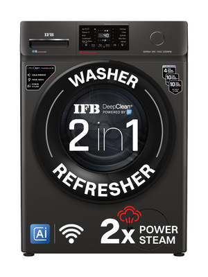 IFB 7 kg with 9 Swirl Wash, 2x Power Steam, 30 Min Steam Refresh Program, Eco Inverter Motor, WiFi Enabled, DeepClean Powered by Ai Fully Automatic Front Load Washing Machine with In-built Heater Black(SERENA OXN 7012 CMS)