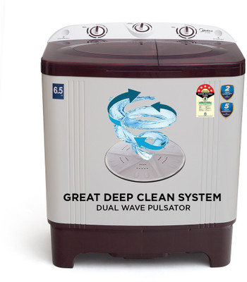 Midea 6.5 kg Semi Automatic Top Load Washing Machine Maroon, White(MWMSA065PPG(MW))