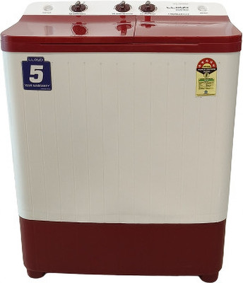 Lloyd 7 kg Semi Automatic Top Load Washing Machine White, Maroon(GLWS705CWLRD)