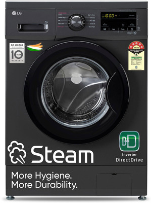 LG 7 Kg 5 Star With Steam, Inverter Direct Drive Technology, 6 Motion DD, Touch Panel And 1200 RPM Fully Automatic Front Load Washing Machine With In-built Heater Black, Grey  (FHM1207SDM) For Rs. 23740 @ 46 %