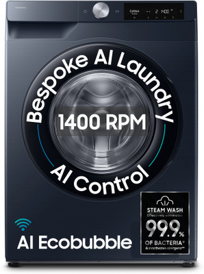 Samsung 12 kg 5 Star, AI Control, AI Ecobubble, Super Speed, Wi-Fi, Hygiene Steam, Digital Inverter Motor Fully Automatic Front Load Washing Machine with In-built Heater Black, Blue(WW12DG6B24ASTL)