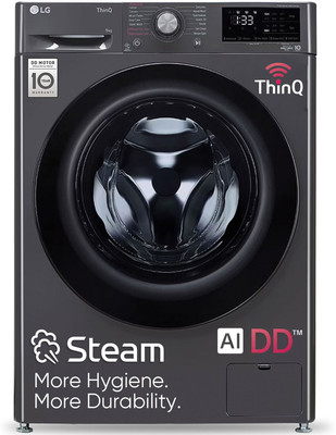 LG 9 kg 5 Star with AI Direct Drive, 6 Motion, Inverter Direct Drive, Steam and Wi-Fi Enabled Fully Automatic Front Load Washing Machine with In-built Heater Black(FHP1209Z5M)