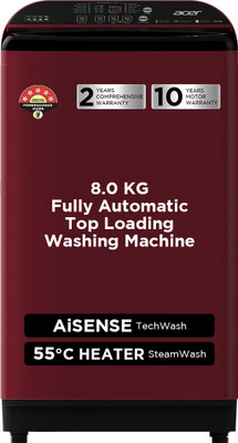 Acer 8 kg Fully Automatic Top Load Washing Machine with In-built Heater Maroon(AR80HFATLH2C2CR24D)