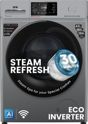 IFB 8 kg 5 Star with Steam Refresh program, 9 Swirl Wash, Eco Inverter, Touch Panel with AI Fully Automatic Front Load Washing Machine with In-built Heater Grey(SENATOR MSN 8014)