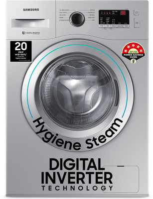 Samsung 7 kg 5 star, Hygiene Steam with Inbuilt Heater, LED Display, Diamond Drum, Digital Inverter Fully Automatic Front Load Washing Machine Silver(WW70R20GLSS/TL)