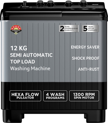 Acer 12 kg Semi Automatic Top Load Washing Machine Grey(AR12SAMBGL124D)