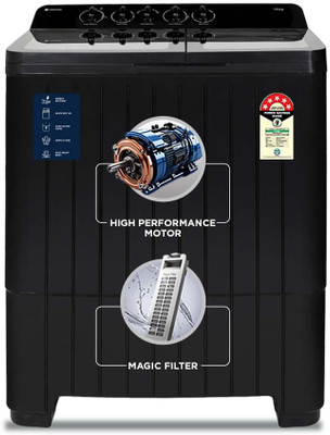 MOTOROLA 14 kg 5 star rating Midnight Series Soft closing Glass lid Semi Automatic Top Load Washing Machine Black(MTSA1405NNNDB)