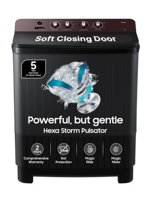 Samsung 8 kg 5 Star, Soft Closing Door, Hexa Strom Pulsator Semi Automatic Top Load Washing Machine Grey(WT80F4560RD/TL)
