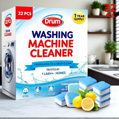 DrumFreshify 32Pcs High Quality Washing Machine Refresh Machine Tabs Detergent Powder (Lemon)(32 g)