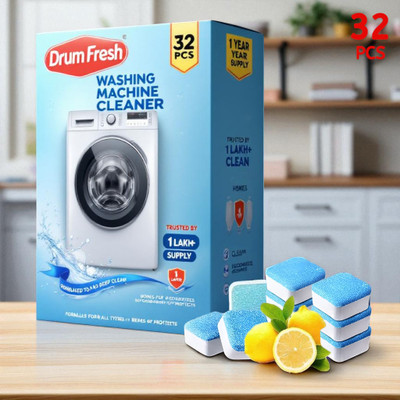 DrumFreshify 32Pcs High Quality Washing Machine Dual Action Formula Detergent Powder (Lemon)(32 g)