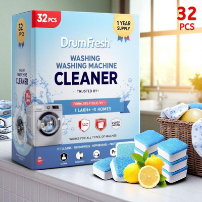 DrumFrresh 32Pcs High Quality Washing Machine Dual Action Formula Detergent Powder (Lemon)(32 g)