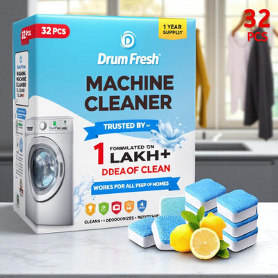 DrumFreshify 32Pcs High Quality Washing Machine Double Power Tablets Detergent Powder (Lemon)(32 g)