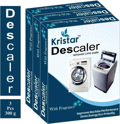Kristar Washing Machine Tub/Drum cleaning Powder with Best appliance Descaler Technology for any fully automatic front/top load washing machine pack of 3 (300 gm). Detergent Powder (Lemon)(300 g)