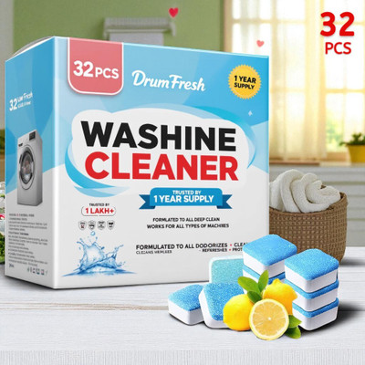 DrumFrresh 32Pcs High Quality Washing Machine Machine Shine Tabs Detergent Powder (Lemon)(32 g)
