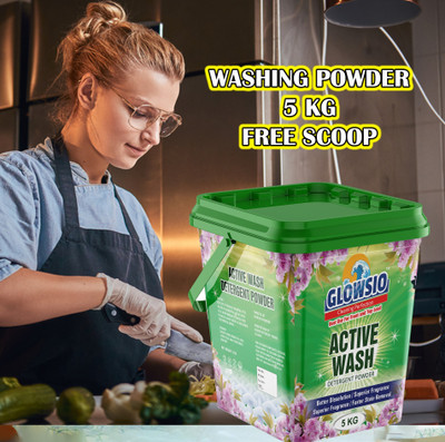 GLOWSIO NEEM ActiveWash 5KG DetergentPowder | Preserve Fabric Shine,Easy | Free Scoop Detergent Powder (Active Fresh)(5 kg)