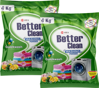 Orveen Detergent Powder Better Clean | Top & Front Load | Remove Tough Stain on Clothe, Dissolve Easily Detergent Powder 8 kg(Active Fresh)