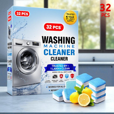 DrumFreshify 32Pcs High Quality Washing Machine Machine Hygiene Tabs Detergent Powder (Lemon)(32 g)