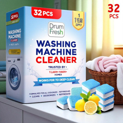 DrumFrresh 32Pcs High Quality Washing Machine Weekly Drum Cleaner Detergent Powder (Lemon)(32 g)