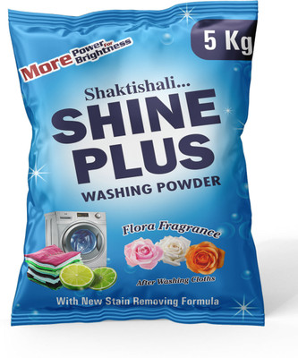 Shaktishali SHINE PLUS Detergent Powder with Extra Power | Tough on Stains | Colour-Safe Detergent Powder (Active Fresh)(5 kg)