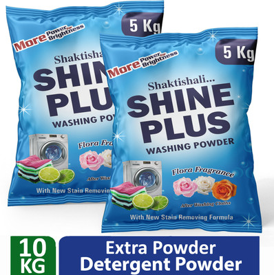 Shaktishali SHINE PLUS Detergent Powder with Extra Power | Tough on Stains | Colour-Safe Detergent Powder (Active Fresh)(10 kg)