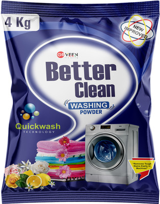 Orveen Detergent Powder Better Clean | Top & Front Load | Remove Tough Stain on Clothes, Dissolve Easily Detergent Powder (Active Fresh)(4 kg)