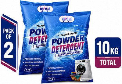 IGREJA Cleaning Expert Laundry Powder 10 kg Machine & Bucket Wash Detergent Powder (Fresh)(10 kg)