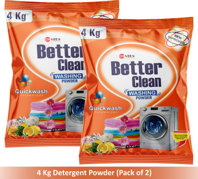 Orveen Powerwash Detergent Powder 4+4Kg | Quick Dissolution | Remove Tough Dried Stain* Detergent Powder (Active Fresh)(8 kg)