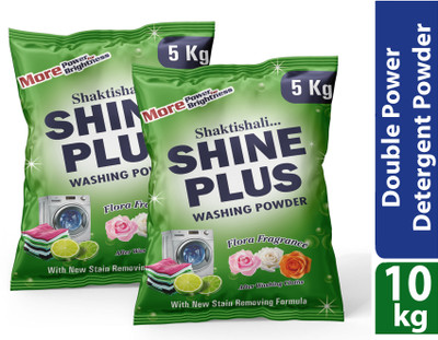 SHAKTISHALI ShinePlus Detergent Powder 10 kg | 3x More Power | Smart Dirt Remove Detergent Powder (Active Fresh)(10 kg)