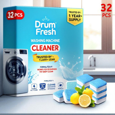 DrumFreshify 32Pcs High Quality Washing Machine Deep Machine Care Detergent Powder (Lemon)(32 g)