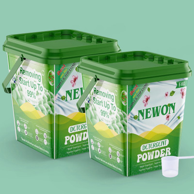 NEWON Neem Super Power Detergent Powder 5+5 Kg | Free Scoop | Dissolves Easily Detergent Powder (Active Fresh)(10 kg)