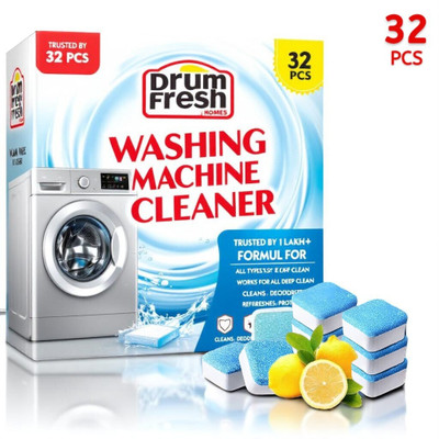 DrumFresh 32Pcs High Quality Washing Machine Odor-Free Formula Detergent Powder (Lemon)(32 g)