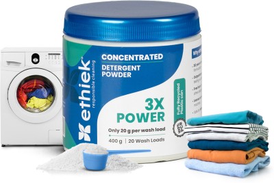 ethiek Concentrated Detergent Washing Powder|Tough Stain Removal, only 20gms for 1 load Detergent Powder 400 g