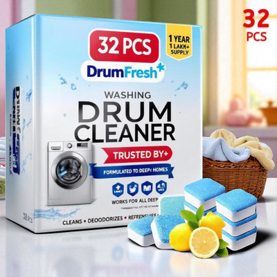 DrumFrresh 32Pcs High Quality Washing Machine Shine Restore Tablets Detergent Powder (Lemon)(32 g)