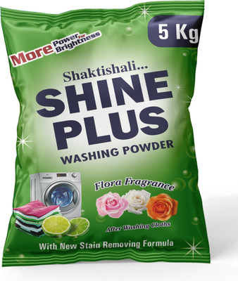 SHAKTISHALI Shine Plus Detergent Powder, Washing Powder With Lemon To Remove Tough Stains Detergent Powder (Active Fresh)(5 kg)