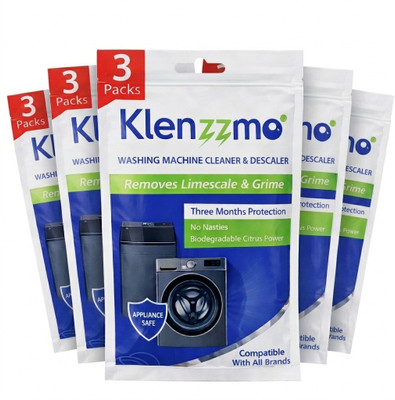AQUALEE Klenzzmo Advanced Washing Machine Cleaner & Descaler – 3 Sachet Value Pack Detergent Powder (CITRUS)(300 g)