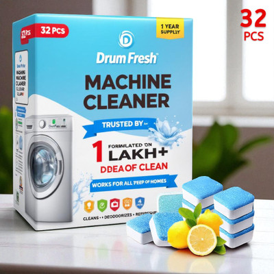 DrumFreshi 32Pcs High Quality Washing Machine Strong Cleaning Solution Detergent Powder (Lemon)(32 g)
