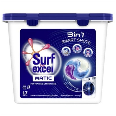 Surf Excel Detergent Liquid 3 in Smart Shots 17 Washes Detergent Powder 17 g