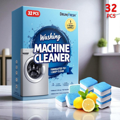 DrumFreshi 32Pcs High Quality Washing Machine Monthly Use Cleaner Detergent Powder (Lemon)(32 g)