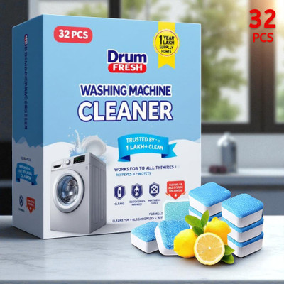 DrumFreshify 32Pcs High Quality Washing Machine Deep Penetration Clean Detergent Powder (Lemon)(32 g)